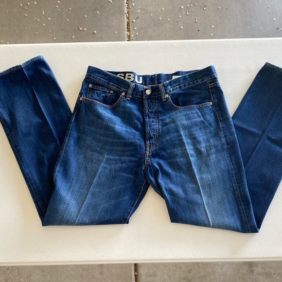 Men’s Stretched Denim Washed Blue Jeans - Picture 7 of 7